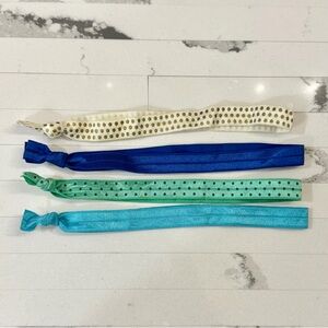 Stretch Knot Hairbands - Blue, Mint Dot & Gold Dot Set